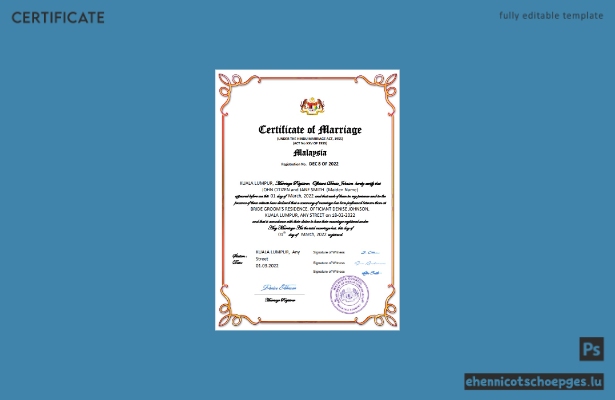 Malaysische Heiratsurkunde – Beispielvorschau (Word und PDF)